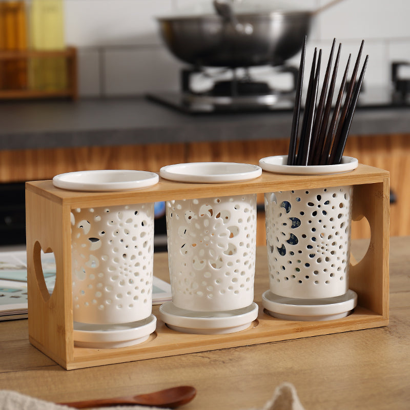 Nordic Style Ceramic Chopsticks Holder Chopstick Holder Drain Chopsticks Box Tableware Chopsticks Cage Storage Box Chopsticks Basket Flat Storage Rack