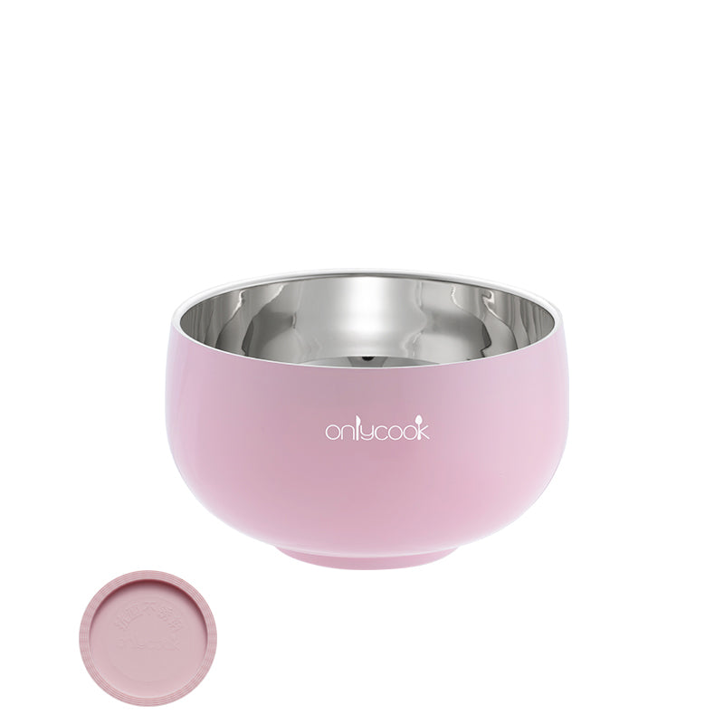 Antibacterial stainless steel bowl creative silicone anti slip bottom color double layer children&