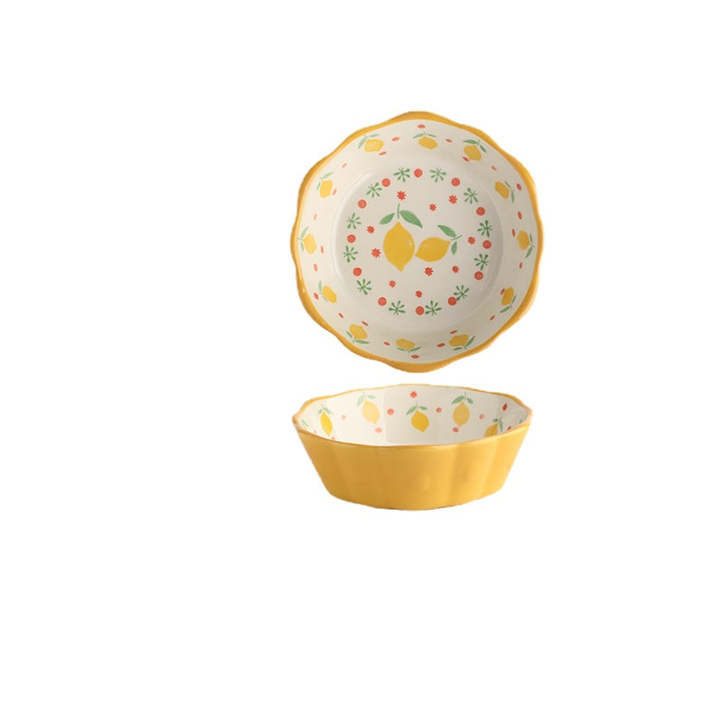 [Recommended] Wheatlife House Japanese Fruit Salad Bowl Cute Dessert Bowl Breakfast Bowl Household Ceramic Bowl