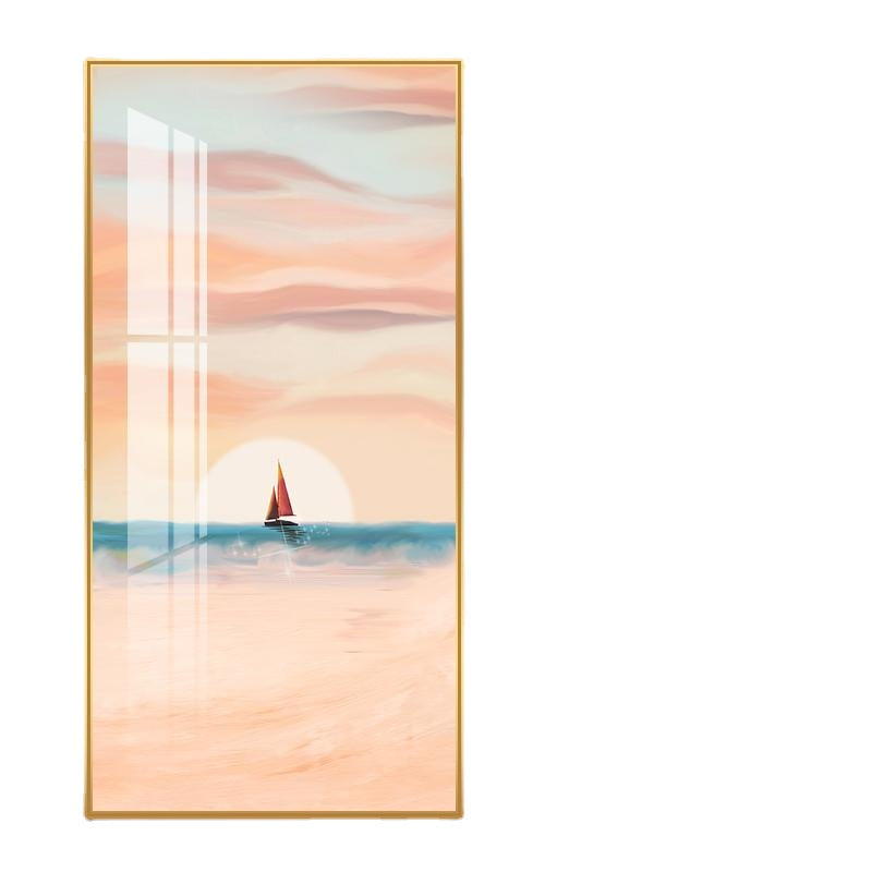 Sailing Sail Nordic Entrance Painting Sea View Hanging Painting and Oil Painting Floor Painting Living Room Corridor and Aisle Mural Pink