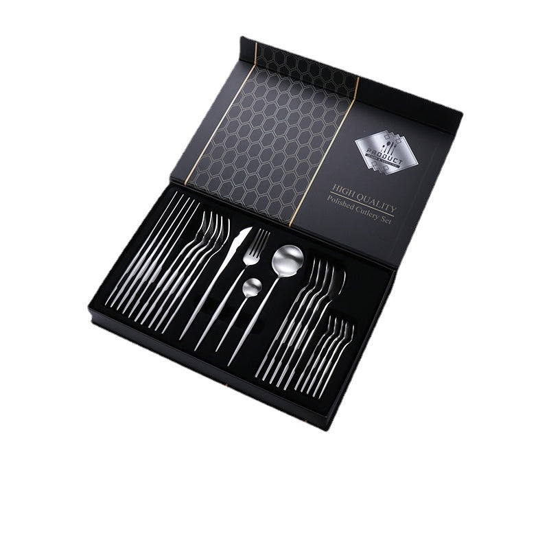 304 Stainless Steel Western Tableware Gift Box Knife and Fork Set Knife, Fork and Spoon Three-Piece Set Steak Knife and Fork Set Household