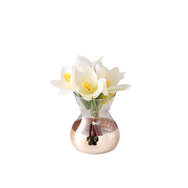 Nordic Transparent Glass Vase Decoration Simple Creative and Slightly Luxury Living Room Hydroponic Flowers Dining Table with Flower Arrangement Dried Flower Decoration