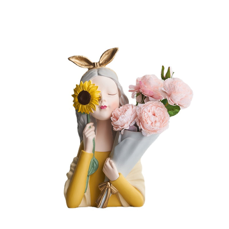 Nordic Girl Bouquet Light Luxury Internet Celebrity Decoration Creative Home Decoration Modern Living Room Desktop Vase Dried Flower Arrangement