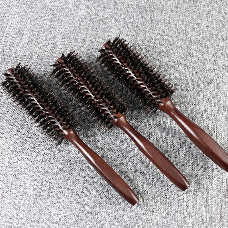 Curly hair comb bristle roll comb pear blossom button straight hair styling cylinder wooden comb portable long hair