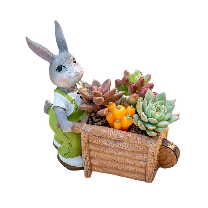 Fun Gardening Creative Cartoon Succulents Small Cute Rabbit Flower Pot Meat Combined Green Plants Home Decoration