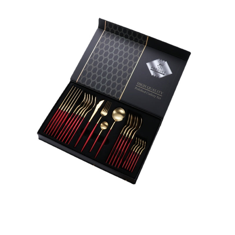 304 Stainless Steel Western Tableware Gift Box Knife and Fork Set Knife, Fork and Spoon Three-Piece Set Steak Knife and Fork Set Household