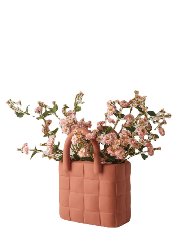 Beihanmei Nordic Creative Simple Bag Vase Morandi Ceramic Living Room Flower Arrangement Entry Luxury Home Decorative Ornaments