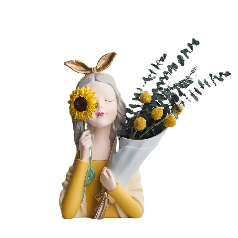 Nordic Girl Bouquet Light Luxury Internet Celebrity Decoration Creative Home Decoration Modern Living Room Desktop Vase Dried Flower Arrangement