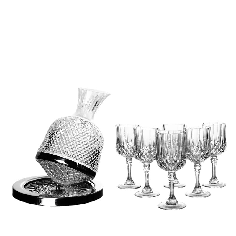 European Style High-End Entry Lux Crystal Glass High Leg Red Wine Cup Gyro Tumbler Red Wine Wine Decanter Home Use Set