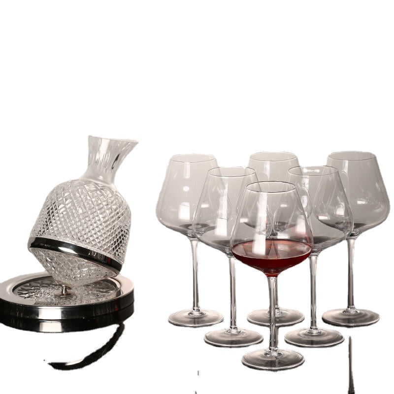 European Style High-End Entry Lux Crystal Glass High Leg Red Wine Cup Gyro Tumbler Red Wine Wine Decanter Home Use Set