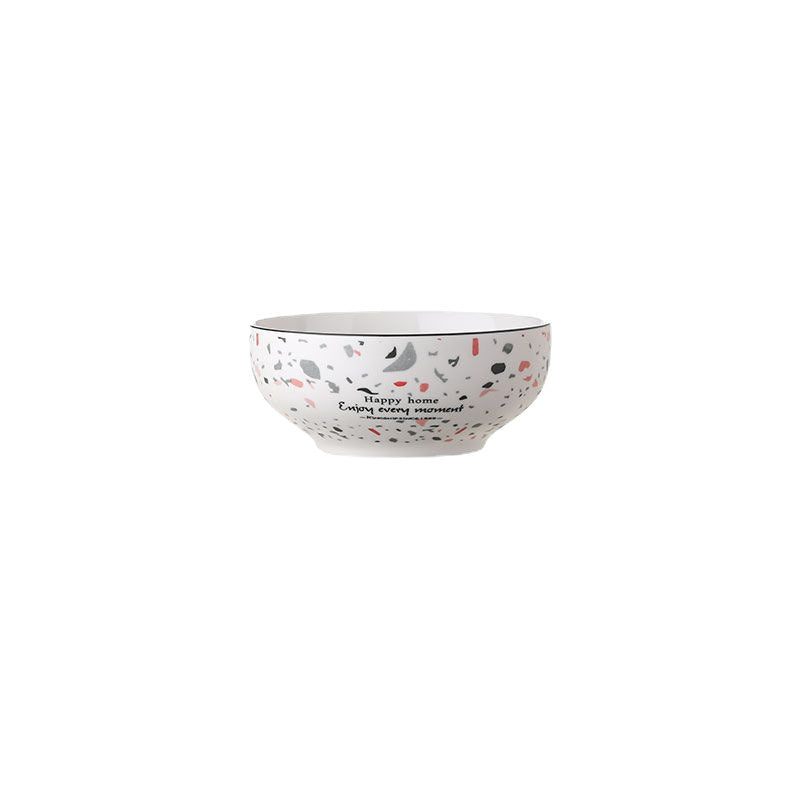 Bowl and Dish Set Household Light Luxury Combination Fish Dish Nordic Terrazzo New Salad Rice Bowl Plate Ceramic Tableware