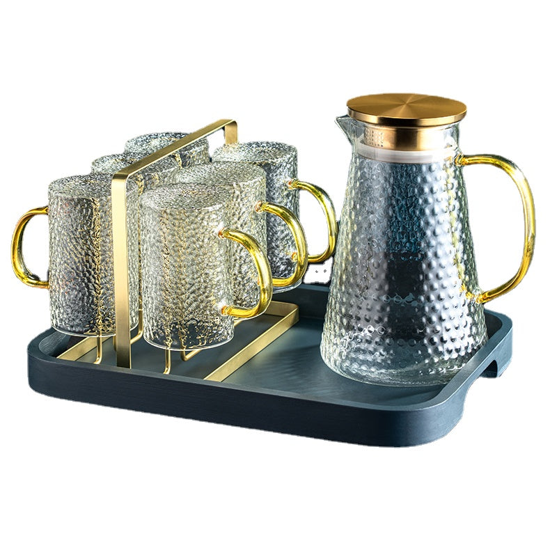 Light Luxury Hammered Pattern Glass with Handle Heat-Resistant Water Cup Kettle Tea Cup Drinking Cup Set Home Living Room Hospitality