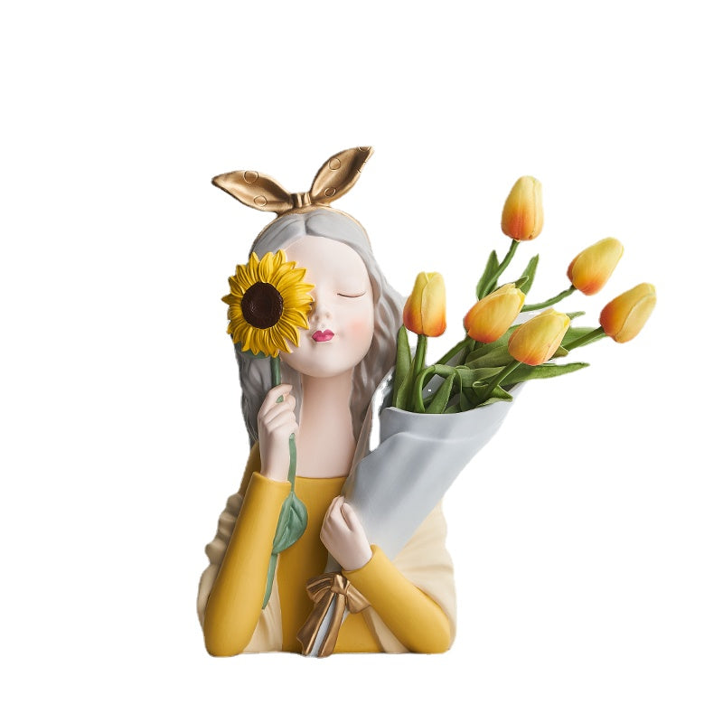 Nordic Girl Bouquet Light Luxury Internet Celebrity Decoration Creative Home Decoration Modern Living Room Desktop Vase Dried Flower Arrangement