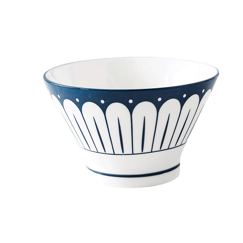 Rain-Hat Shaped Bowl Ins High Leg Japanese Style Tableware Rice Bowl Cute Household Small Bowl Bone China Bowl Eating Ceramic Bowl Single