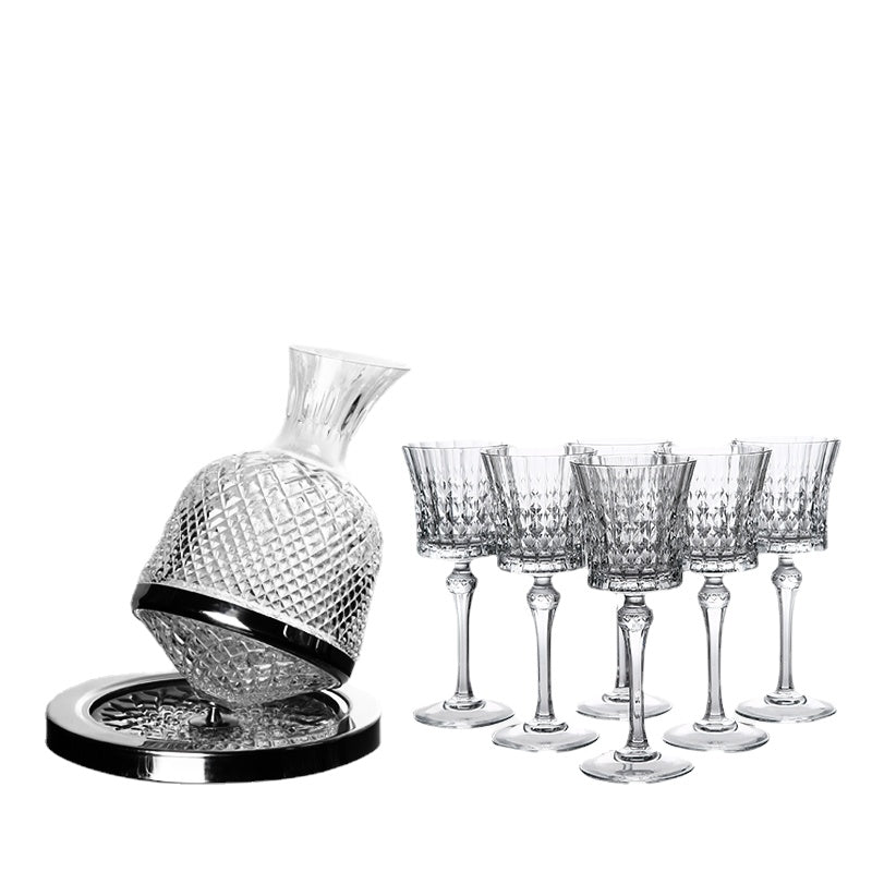 European Style High-End Entry Lux Crystal Glass High Leg Red Wine Cup Gyro Tumbler Red Wine Wine Decanter Home Use Set