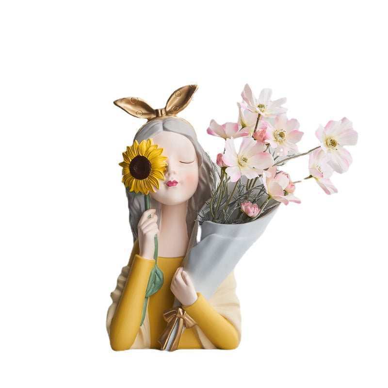 Nordic Girl Bouquet Light Luxury Internet Celebrity Decoration Creative Home Decoration Modern Living Room Desktop Vase Dried Flower Arrangement